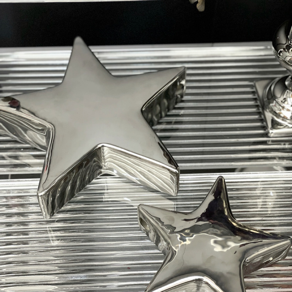 Wholesale silver ceramic star ornament for Christmas festival